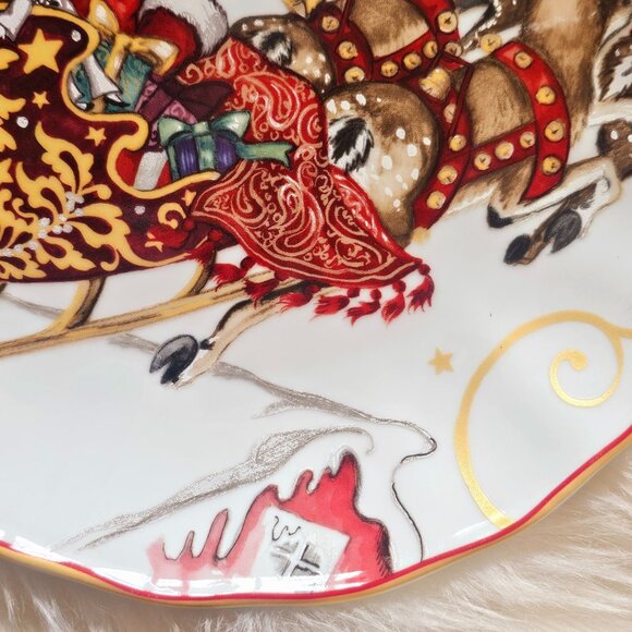 Williams Sonoma TWAS THE NIGHT BEFORE CHRISTMAS Santa Sleigh Salad Plate - Picture 5 of 7